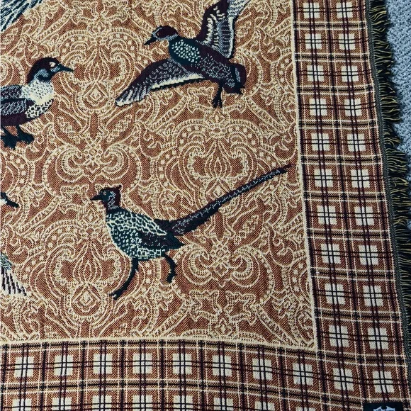 Goodwin Weavers Pheasants & Ducks Tapestry Woven Blanket made in the USA! VTG! - Picture 13 of 16